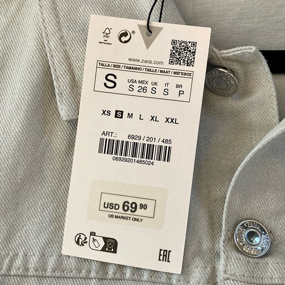 Zara High-Waist Shimmer Denim Cotton Romper - Picture 3 of 14